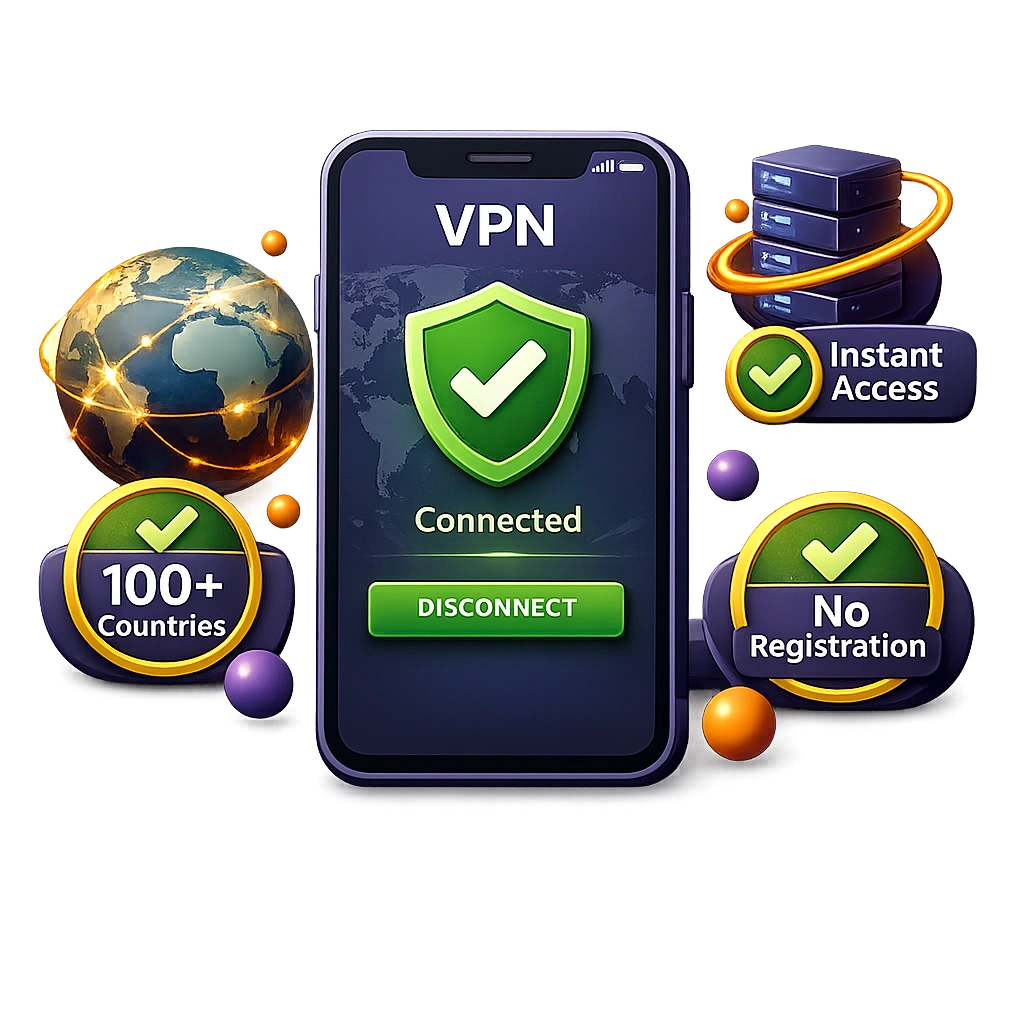Free Android VPN download process showing instant installation without registration