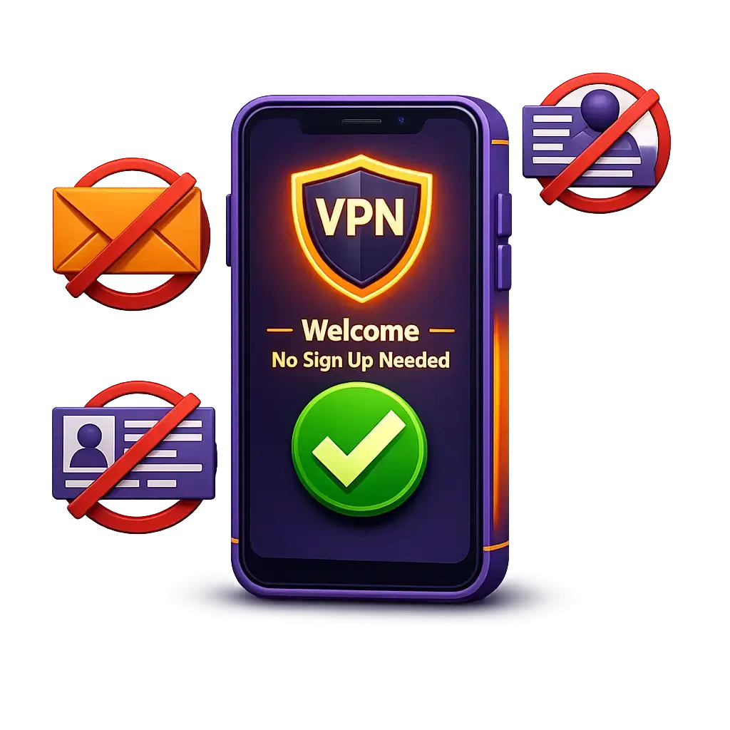 No registration required for free VPN
