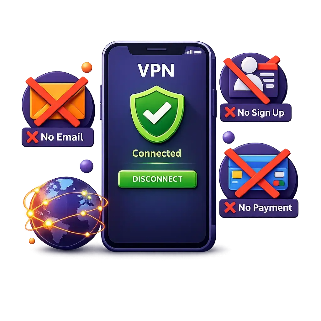 Free Canada VPN no registration required - no email, no sign up, instant Canadian IP address